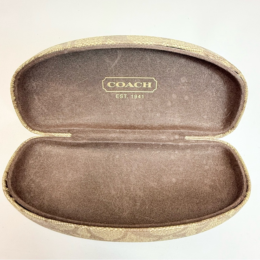 Coach Signature Pattern Sunglasses Case in Brown and Tan - Picture 9 of 9